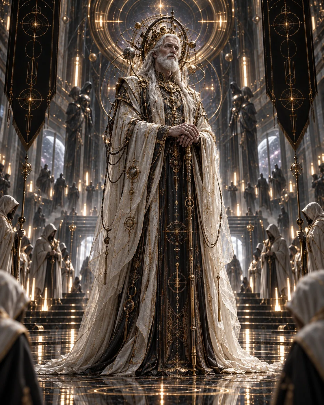 Regal, celestial character concept from the Dream Walkers' visual development