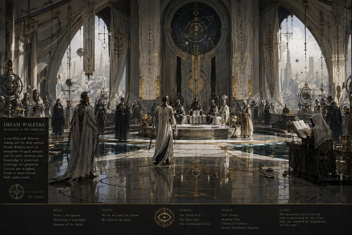 Developed visual study of a dreamlike ceremonial chamber