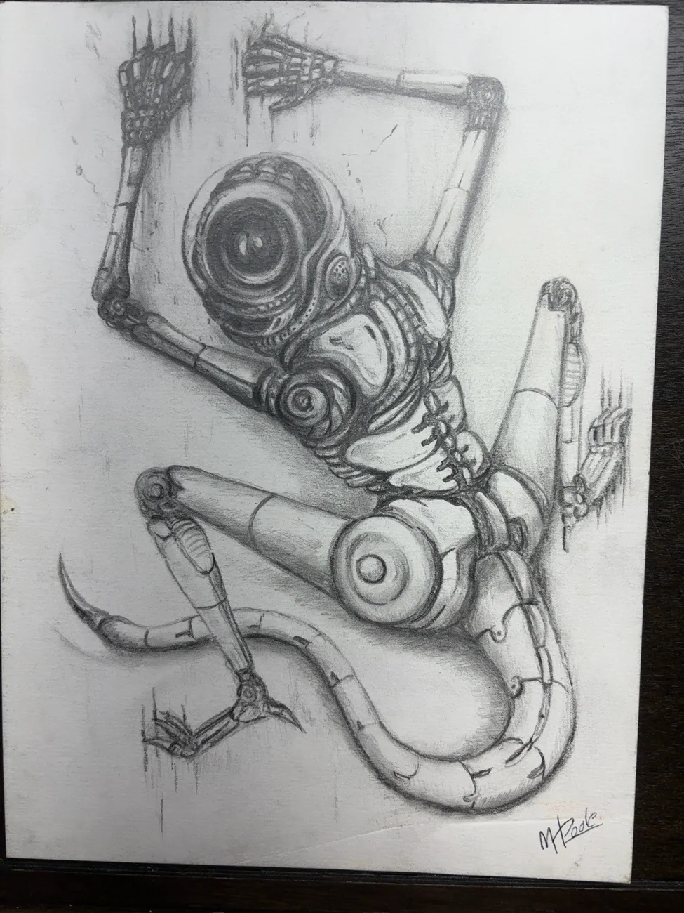 Original mechanical climbing figure sketch